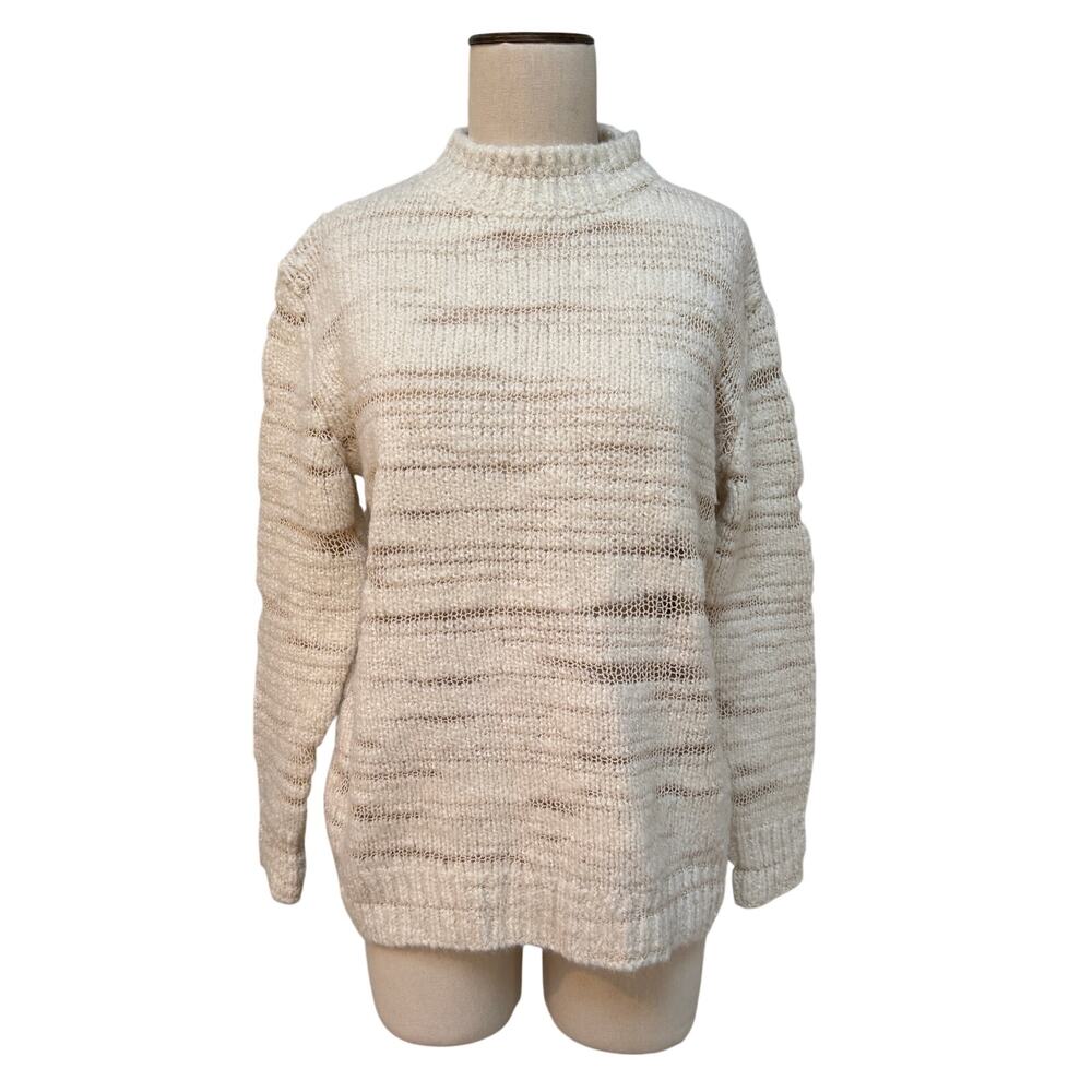 Lauren Manoogian Mock Crew-neck Marl Open Knit Sweater Small